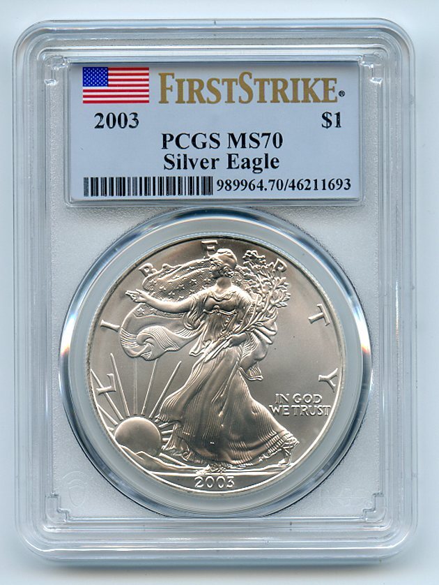2003 $1 American Silver Eagle 1oz Dollar PCGS MS70 First Strike | eBay