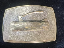 Vintage B.B.Co. Boy Scouts of America Brass Wood Log & Axe Belt Buckle 
