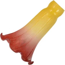 Lily Flower Blown Glass Lampshade Yellow Red I.D. 1.26" O.D. 1.5
