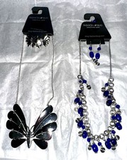 Lotto 2 set collana e orecchini bigiotteria costume vintage FASHION BUG argento NUOVI