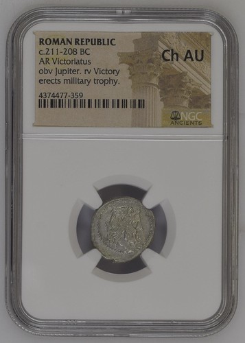211-208 BC AR Victoriatus NGC CH Choice AU Roman Republic Coin Story Vault
