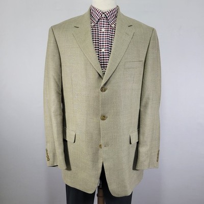 Gianfranco Ruffini Men's Sport Coat Blazer Three Button Beige Worsted SILK 43L