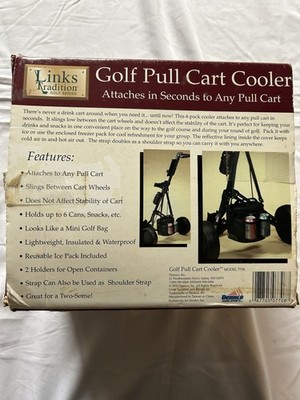 Links Tradition Golf Pull Cart Cooler Insulated Bag Holds 6 Cans w/ Strap