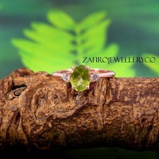 Natural Peridot Ring, Prong Ring, August Birthstone, Wedding Gift Ring