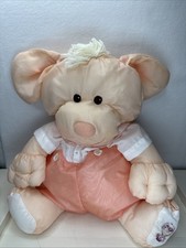Fisher Price Vintage 1986 PUFFALUMP Orange Peach Bear Cub 8006 W/ Outfit 17"