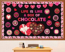 Valentines Day Bulletin Board Set Chocolate Heart Cutouts Classroom Decor