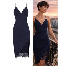ASTR the Label Opposites Attract Navy Blue Lace Bodycon Dress XS NEW