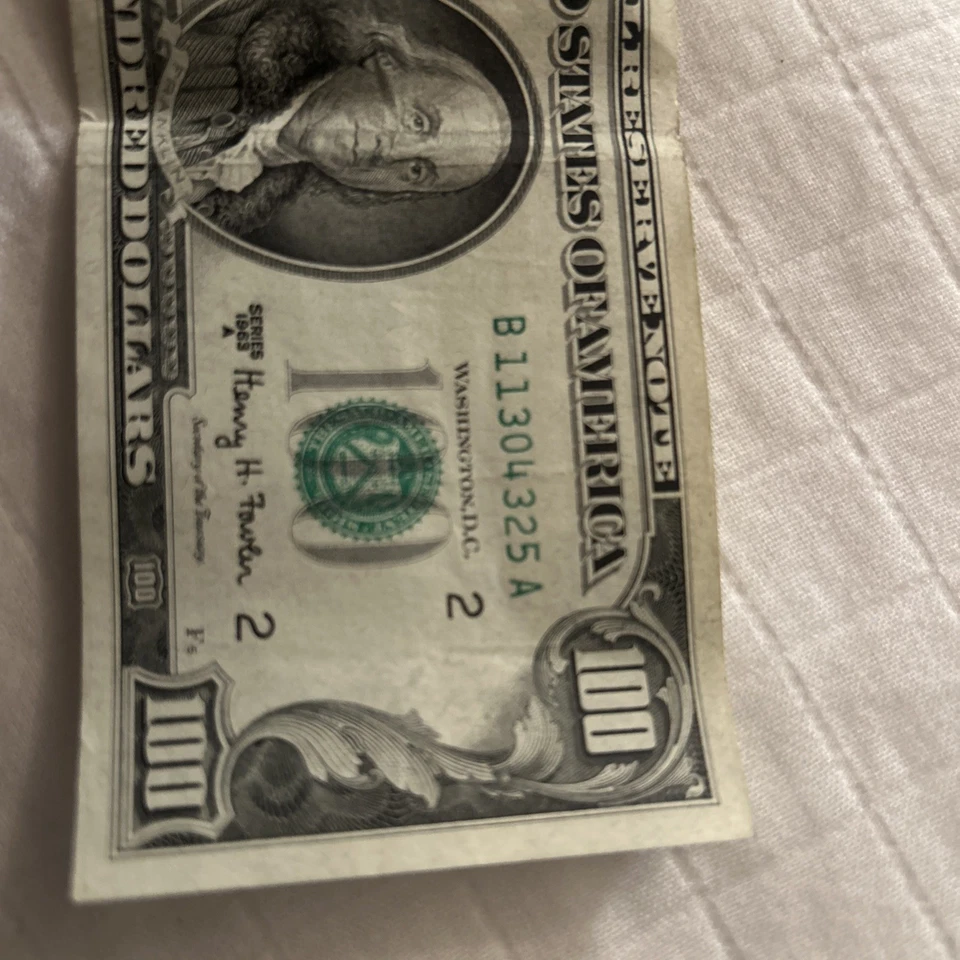 1963 A $100 Old Used U.S. Currency - Image 3 of 4