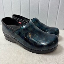 Sanita Aurora Professional Danish Clogs Shoes Black Blue Nurse Size EU 39 US 8