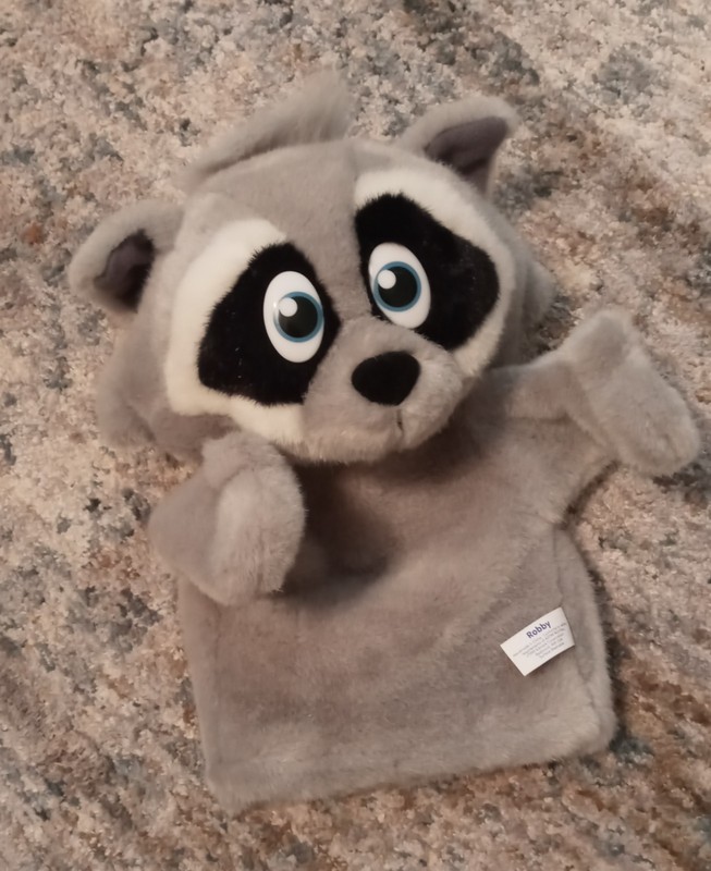 Edmark Robby Hand Puppet Plush 10"  Raccoon plush hand puppet