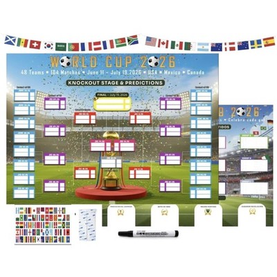 Large Soccer Match Tracker with Flag Stickers