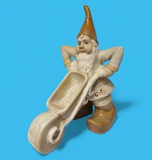 Pfaltzgraff Garden Gnome w/ Wheelbarrow LARGE 12” Ceramic RARE