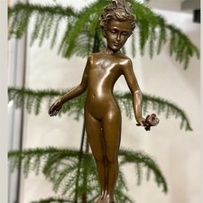 Statua arte figurativa romantica scultura rosa ragazza bronzo decorazione casa J.B