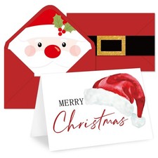 50 Pcs Christmas Greeting Cards Santa Claus Blank Note Cards Boxed Blank Note