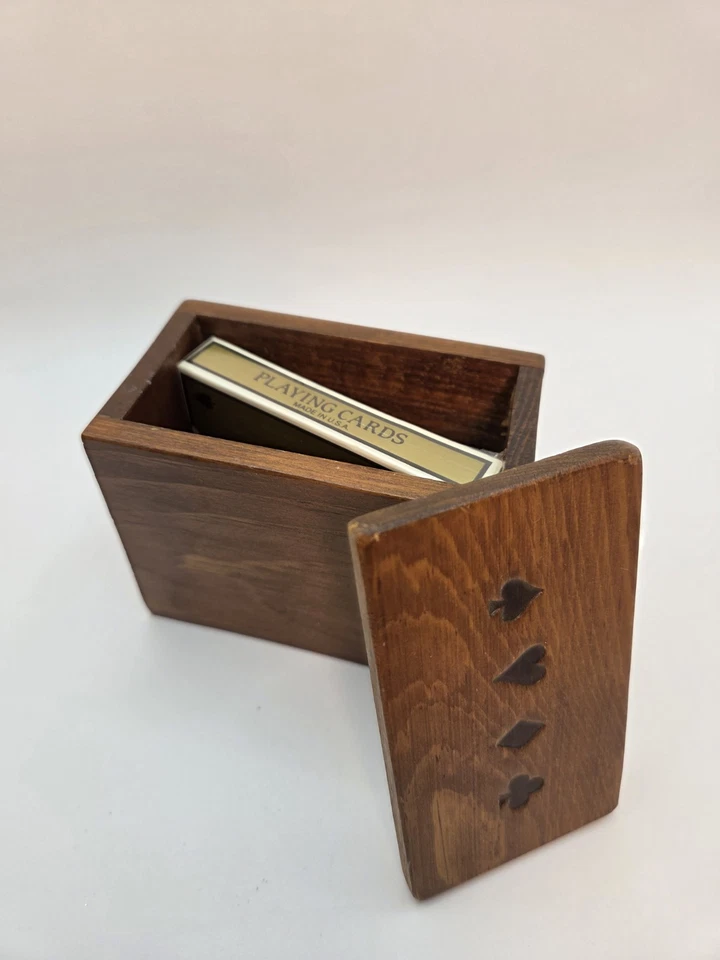 Card Game Book Hands Across the Table 1945 Leather Hardcover Wood Box For Cards Foto 4 de 4