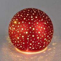 LED Deko Kugel Stars Sterne Rot Zum Stellen D. 15Cm Aus Glas Formano W25