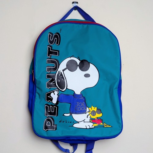 Snoopy Peanuts Joe Cool Vintage 90s Backpack Nylon Double Zip Adjustable NOS - Image 1