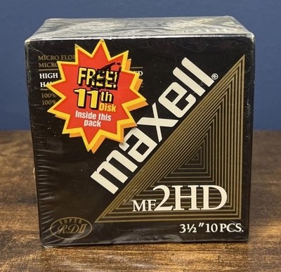 Maxell MF2HD 3-1/2'' (3.5) High Density Floppy Disks - SEALED BOX 11 (MAC FORMAT)