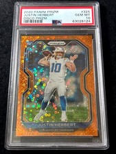 2020 Panini Orange Disco Prizm Justin Herbert RC Rookie Card 325 PSA 10 Chargers. rookie card picture