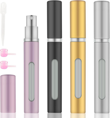 4 Stück Mini Parfüm Reiseflakon, Parfümzerstäuber nachfüllbar, 5 ml Sprühflaschen,
