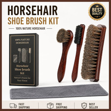 4PCS 100  Horse Hair Brush for Leather Shoe Brush Cleaning Boot Care Horse Hair