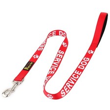 Service Dog Leash 4 ft x 1 inch Wide Soft Neoprene Padded Handle Red