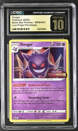 CGC 10 Pristine Gengar Swsh241 Lost Origin Prerelease Pokemon Black Star Promos