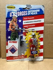 1986 Remco US Forces Officer Airborne  Action Figure SEALED ON DAMAGED CARD