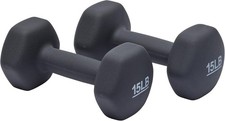 Amazon Basics Neoprene Dumbbell Hand Weights for Exercise 15 pound, Dark Grey