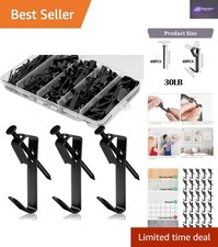 Sturdy Black Picture Hooks – 80 Set for All Walls, 30lbs Capacity, Easy Removal