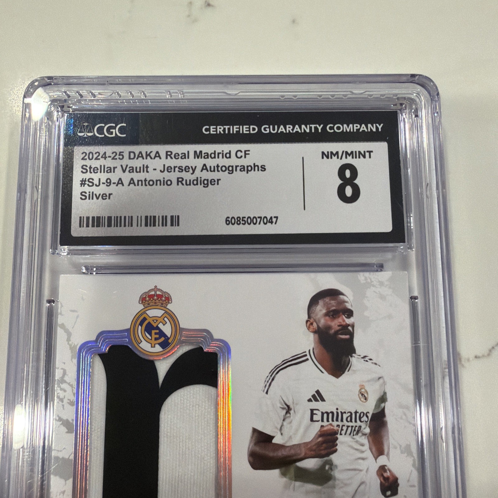 2024-25 Daka Real Madrid CF Antonio Rudiger Patch Auto Silver 15/15 CGC8 Bookend view 5