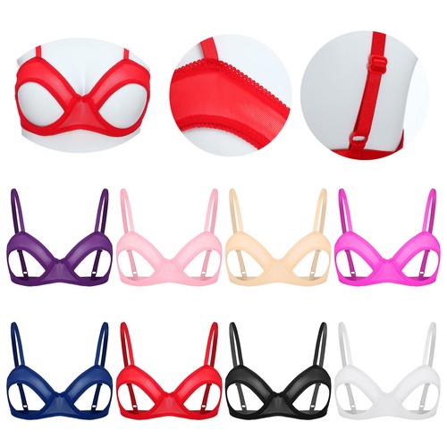 Mujeres Sexy Lencería Hueca Pezones Con Aros Sujetador Transparente Prendas para el torso Bralette - Imagen 4 de 64