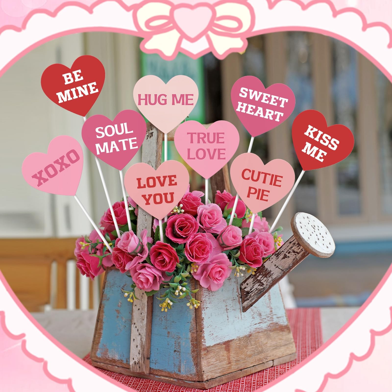 9 Pcs Valentine's Day Yard Decorations Outdoor Conversation Metal Hearts Stak... thumbnail 5
