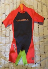 Vintage O Neill Reactor Wetsuit Mens M Neon Surf Shorty 2/1mm Retro