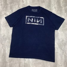 Nine Inch Nails NIN T-Shirt Mens XL Blue Logo Band Music Tour America Industrial