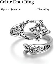 Anello Nodo Celtico da Donna-Design Aperto Regolabile,Simbolismo Senza Tempo Lega di Zinco