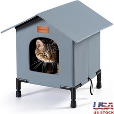 Insulated Outdoor Cat House Weatherproof Warm Shelter Stray Cats Easy Assembly