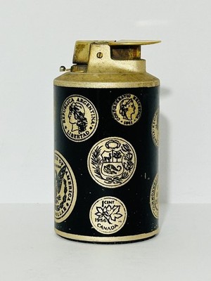 Ronson Varaflame Saturn Desktop Lighter W/World Coins Untested Vintage 
