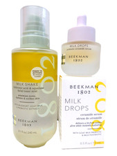 Beekman 1802 Set of Milk Shake 8.1 oz Hyaluronic/Milk Drops .5 oz Ceramide Serum