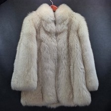 Vintage Saga Blue Fox Coat, Cream White Stroller Length Fur Jacket, S.L. Gouras
