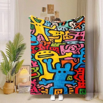 Vibrant Paint Stroke Art Flannel Blanket Soft Warm Bed Throw Blanket