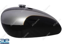 Treibstofftank Aus Stahl FüR Triumph T140 Schwarz Silber Mit Tankdeckel Front