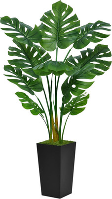 5FT Faux Monstera Plant in Stylish Black Planter - Tropical Decor