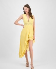 GUESS Eco Danny Gauze Dress Sz L Defect Yellow