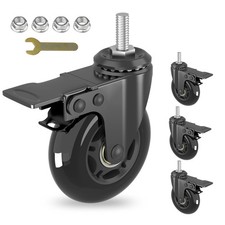 3" Swivel Caster Wheels with Imperial 5/16"-18 Threaded Stem,Set of 4,Heavy D...