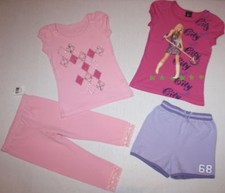 Girls 4-pc Disney Shirts, Leggings  Shorts Size 6