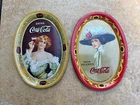 Lot of 2 Vintage 1973 Coca Cola Oval Tin Trinket Tip Trays 1920s Ladies