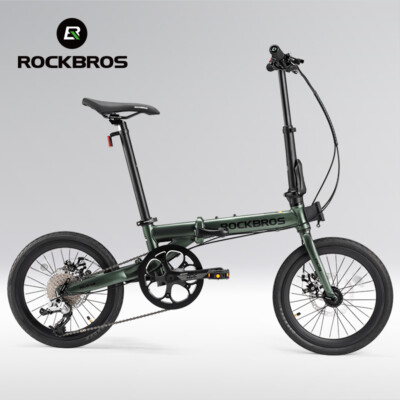 ROCKBROS ACS 16'' Folding Bike 9-Speed Aluminum Frame Disc Brake Commuter Green