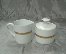 Retroneu IMPERIAL GOLD 8oz Creamer & Sugar Bowl w/Lid 22K Gold Porcelain 491B EC