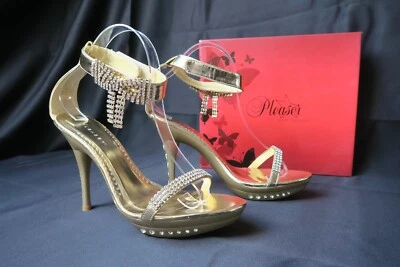 Pleaser Mule sandale compensée haut talon et Strass haut talon MONET 26, neuves - Photo 1/4